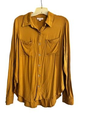 Knox Rose Golden Mustard Button-Front Shirt
